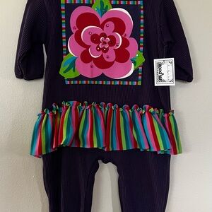 Vintage 1998 Colorful Baby Romper with Floral Design